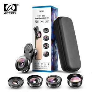 APEXEL-HD 5 인 1 카메라 폰 렌즈, 4K 와이드 매크로 렌즈, 포트레이트, 슈퍼 어안 렌즈, CPL 필터, 아이폰, 삼성, 모든 핸드폰용