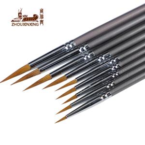 9 개 족제비 헤어 라인 책 브러시 그림 수채화 구 아슈 유화 후크 라인 펜 내구성 얇은 실버 자작 나무 펜 막대 아트
