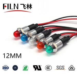 FILN 12mm LED 금속 표시 등 방수 IP67 신호 램프 3V 6V 12V 24V 110V 220V 빨간색 노란색 파란색 녹색 흰색 파일럿 인감