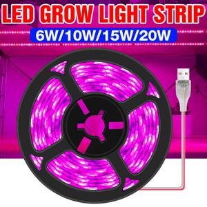 LED 전체 스펙트럼 식물 램프 USB 5V 성장 빛 스트립 0.5m 1m 2m 3m 2835 SMD 식물 꽃 LED 온실 Cultivo 수경