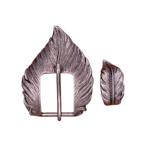 앤티크 실버 웨스턴 카우보이 깃털 각인 엔드 바 프롱 핀 가죽 크래프트, 벨트 버클 교체 핏, 31mm, 2 개 세트