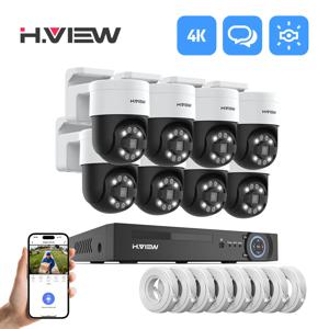 H.view 8Ch 4K 5MP 8MP Cctv 보안 카메라 시스템 Ptz 홈 비디오 감시 키트 야외 IP 카메라 휴머노이드 감지