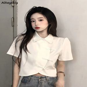 여성용 모던 크롭 탑, 중국 스타일 셔츠, 올 매치 스위트 걸, 불규칙 패션, 젊은 레이디, 우아한 얇은, 순수 여름, 핫 세일