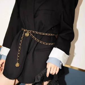 여성을위한 패션 골드 체인 벨트 여성 허리 꽃 벨트 고품질의 럭셔리 술 드레스 허리띠 조절 금속 코르셋