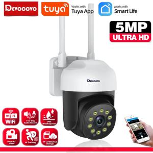 Tuya 5MP Wifi IP 카메라 컬러 나이트 비전 야외 자동 추적 무선 PTZ CCTV 보안 감시 카메라 스마트 라이프 캠