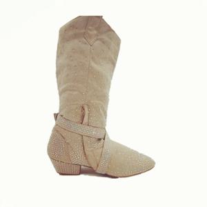 연습용 OEM 라틴 댄스 부츠, 라인스톤 다크 브라운, 부드러운 라틴 살사 볼룸 파티 댄싱 슈즈, 블랙 스포츠 파티 댄스 부츠