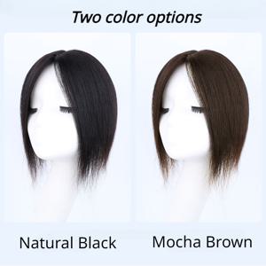 패션 100% 진짜 인간 헤어 피스 여성 자연 검은 머리 확장 토퍼 25cm 검은 백조 메쉬베이스 탑 Toupee 클립 가발