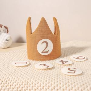 아기 생일 파티 모자 1-6 디지털 목화 크라운 모자 어린이 파티 생일 모직 공 모자 장식 어린이 사진 소품 선물