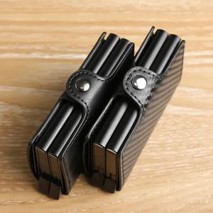 대용량 이중층 ID 신용카드 홀더 안티 RFID 차단 보호 매직 지갑 남성용 카본 파이버 카드홀더 케이스