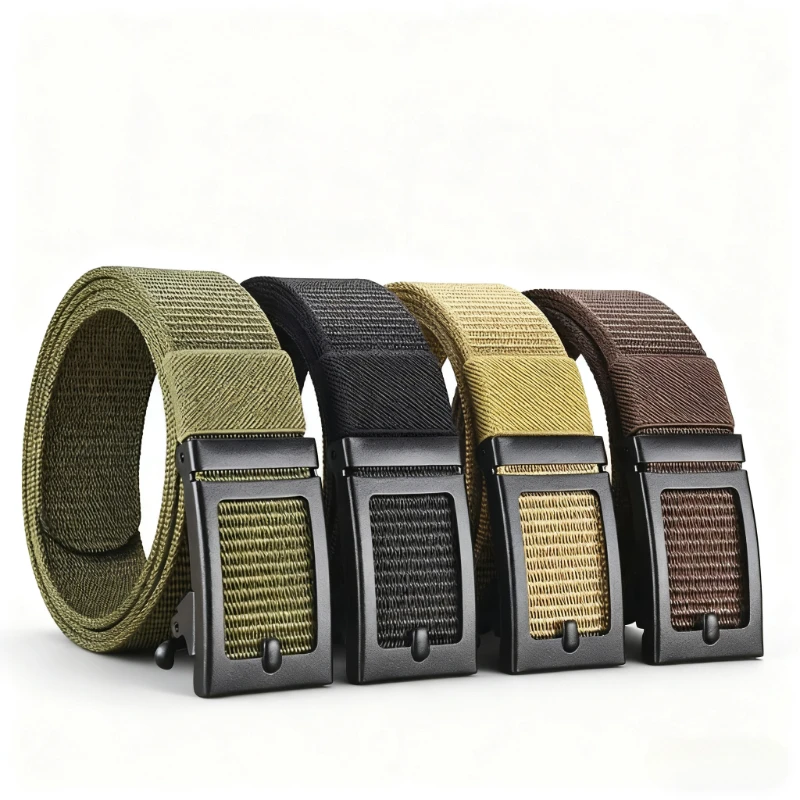 자동 버클이 있는 남성용 캔버스 벨트 캐주얼 통기성 청바지 벨트 크래치 방지 및 내마모성 야외 스포츠 벨트