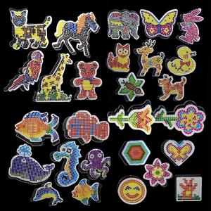 퓨즈 픽셀 아트 퍼즐 Pegboards 패턴 템플릿 다림질 종이 흰색 플라스틱 핀셋 5mm 하마 비즈 3D 장난감 어린이 선물