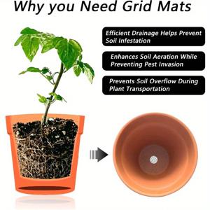 50PCS 토양 손실 방지 통기성 가스켓 누출 방지 배수 꽃 냄비 구멍 메쉬 패드 바닥 매트 통기성 배수 가스켓 그물