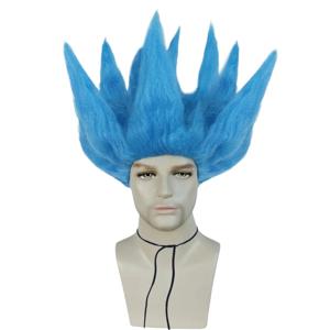 할로윈 크리스마스를 위한 합성 12인치 남녀공용 파란색 뾰족한 머리 트롤 코스프레 가발