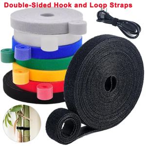 5 미터/롤 양면 후크 및 루프 스트랩 자체 고정 패스너 케이블 타이 조정 가능한 코드 정리 타이 10/20/30/50mm 폭