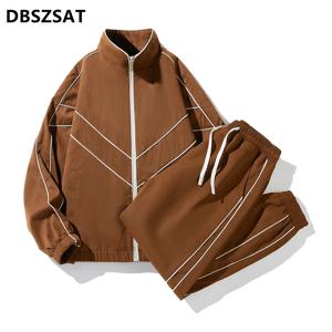 2025 남자 Tracksuit 봄/가을 남자 투피스 세트 스웨트 슈트 오버올 한국 스타일 정장 플러스 사이즈 후드 + 하렘 바지