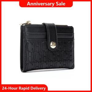 CH 럭셔리 브랜드 클래식 레트로 사각 디자인 카드 케이스 패션 버튼 클래식 폴딩 머니 클립 컴팩트 경량 럭셔리 여성용
