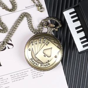 남녀공용 럭셔리 쿼츠 포켓 시계 디자인, 카드 놀이 목걸이 펜던트 포켓 시계, 최고의 선물