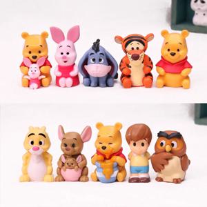 10 개/대 만화 위니 푸우 액션 피규어 장난감 푸우 베어 Tigger Eeyore Piglet 액션 피규어 인형 어린이를위한 장난감 선물