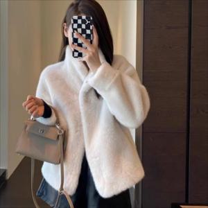 2026 패션 인조 모피 코트 여성용 밍크 퍼 오버코트 숏 재킷 겨울 스탠드업 칼라 퍼 아우터 캐주얼 탑