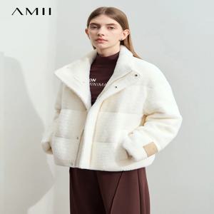 AMII 미니멀리스트 여성용 다운 재킷 2025 겨울 신상 따뜻한 로우 파일 덕 다운 루즈 두꺼운 여성 출퇴근용 오버코트 12444008