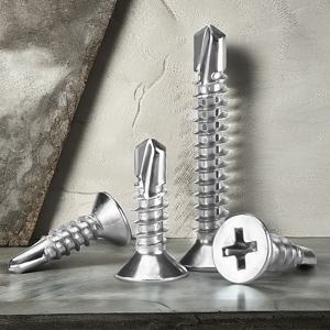 50개 # 8 M4.2 410 판금 셀프 태핑 나사 410 스테인레스 스틸 플랫 헤드 고강도 빠른 셀프 드릴링 나사