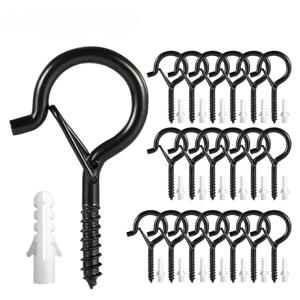 안전 버클이 있는 6-21PCS 행거 후크 방풍 나사 후크 야외 스트링 조명 걸기, 천장 후크 식물 크리스마스 조명