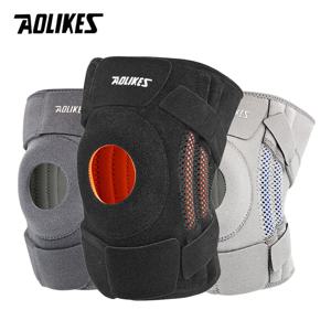 AOLIKES 1PCS 탄성 무릎 지원 농구 축구 받침대 Kneepad 피트니스 러닝 사이클링 조정 가능한 슬개골 무릎 보호