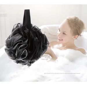 소프트 루파 샤워 스펀지 - 블랙 - 죽은 피부, 빛나는 피부 제공 - 가정 및 기숙사용 PE 피부 친화적인 목욕 공