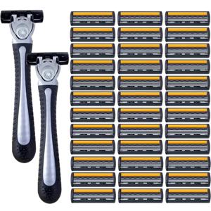 프리미엄 스테인리스 스틸 안전 면도기, 교체 가능한 블레이드 포함, 부드럽고 편안한 면도, 남녀 공용