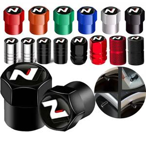 4Pcs 자동차 바퀴 타이어 밸브 캡 현대 N 라인 용 에어 스템 커버 Sonata Tucson Azera Elantra Veloster Kona Santa 액세서리