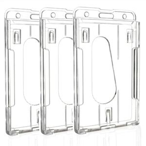 듀얼 카드 슬롯 홀드 작업 카드 커버, 작업 허가 케이스, 투명 배지 거치대 PC 플라스틱 전시 ID 카드 태그, 1 개