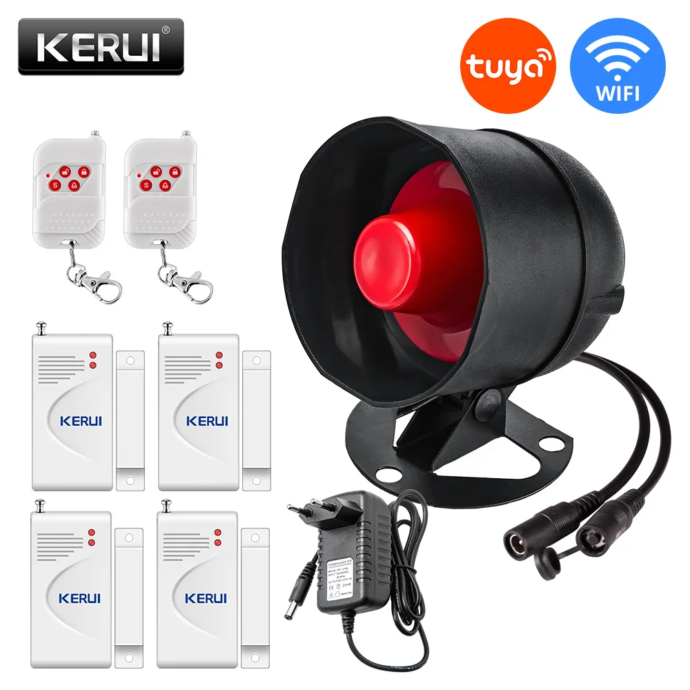 KERUI 투야 스마트 와이파이 무선 보안 경보 시스템, 사이렌 홈 도난 모션 문짝 센서, 구글 홈 알렉사 호환, 433Mhz