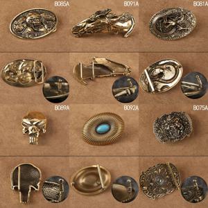 남성과 여성을 위한 빈티지 솔리드 구리/황동/강철 벨트 버클, 속이 빈 해골과 염소 머리 패턴이 있는 부드러운 버클