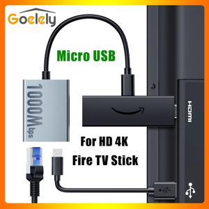 Goelely 2025 Fire TV 스틱 용 새 마이크로 USB 이더넷 어댑터 Fire TV 스틱 4K와 호환되는 1000Mbps RJ45 TV 스틱 어댑터