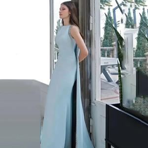 사용자 정의 베이비 블루 인어 민소매 이브닝 드레스 웨딩 댄스 파티 드레스 여성을위한 고품질 공식 행사 파티 가운