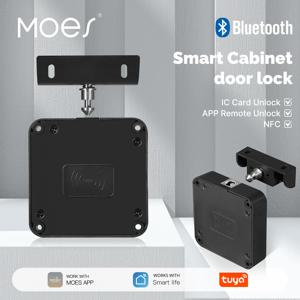MOES 스마트 잠금 블루투스 Tuya 호환 열쇠가없는 IC 카드 잠금 해제 App 원격 제어 나무 캐비닛 도어 서랍 가구