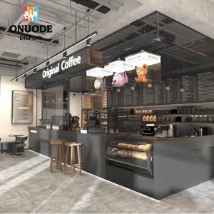 커피와 버블티 상점을 위한 맞춤형 LED 조명 디스플레이 세련된 카페 카운터 바 키오스크 디자인 프리미엄 품질 쇼케이스