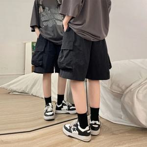 여성 하이 웨스트 카고 반바지 아메리칸 스타일 streetwear 여름 넓은 다리 바지 패션 여성 큰 주머니 느슨한 반바지
