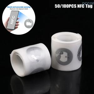 50/100Pcs NFC 태그 Nfc215 칩 라벨 스티커 액세스 제어를위한 RFID 전자 라벨 스티커 스마트 키 재기록 가능