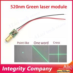 6mm 녹색 레이저 모듈 도트 모양의 직선 크로스 라인 녹색 레이저 헤드, 초점 거리 조절 가능 520nm 레이저 헤드