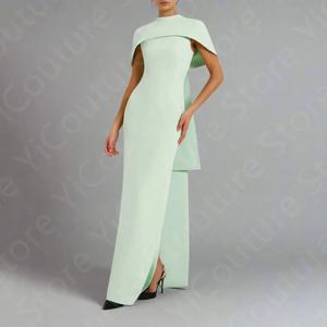 사용자 정의 만든 새로운 도착 이브닝 드레스 아랍어 민트 그린 댄스 파티 드레스와 케이프 간단한 웨딩 파티 드레스 중동 판매 중
