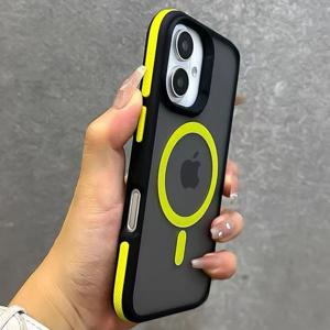 럭셔리 마그네틱 매트 반투명 케이스 삼성 갤럭시 S25 울트라 S24 플러스 S23 FE S22 S25용 맥세이프 무선 충전 커버