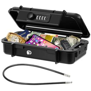 휴대용 안전 상자 방수 도난 방지 해변 여행 안전 상자 이동식 와이어 로프가있는 조합 보안 잠금 상자 휴대용
