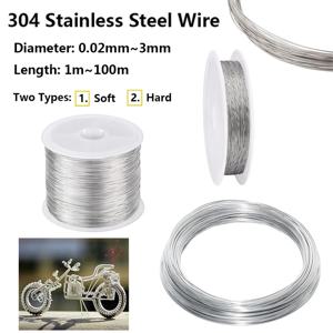 1pcs 1-100meters 304 스테인레스 스틸 와이어 0.02mm-3mm 단일 가닥 |   부드러운/딱딱한 녹 방지 철사 (묶음용)