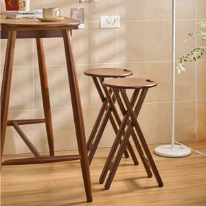 대나무 접이식 바 의자 휴대용 높은 카운터 의자 등받이가있는 공간 절약 북유럽 커피 숍 식사 가구