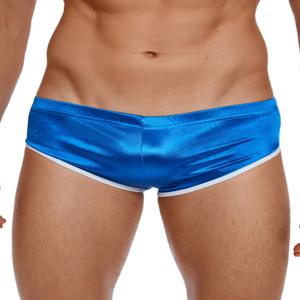 로우 허리 남성 미니 반바지 새틴 반짝 이는 섹시한 요가 Ultrashort 반바지 남자 복서 스타킹 패치 워크 반바지 캔디 색상