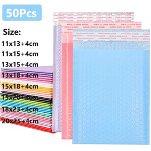 50Pcs 보라색 버블 메일러 버블 패딩 우편 봉투 메일러 폴리 포장 셀프 씰 배송 가방 버블 패딩
