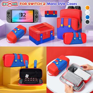 NS2 마리오 스타일 스위치 2 휴대용 케이스 – 귀여운 만화 애니메이션 디자인 NS2 여행 가방 (보관 포켓 포함, 남녀 어린이용)