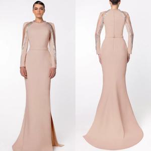 맞춤형 중국 스타일 저지 스팽글 트럼펫 스쿠프 넥 롱 드레스 맞춤형 행사 스파클 클래식