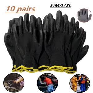10쌍 검정색, 빨간색 내구성 안전 장갑 - 미끄럼 방지, 내마모성, 원예 및 목공용 ESD 보호